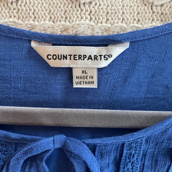 Counterparts Rich Blue Ruffle Sleeve Blouse Women’s Size XL - Picture 15 of 16